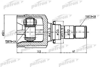 

ШРУС ВНУТРЕННИЙ ЛЕВЫЙ 28X35X24 MAZDA 3 BK 03-08, PCV1747