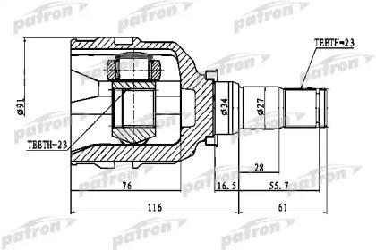 

ШРУС ВНУТРЕННИЙ 23X34X23 23X34X23 TOYOTA AVENSIS AT220/ZZT220 97-03, PCV1768