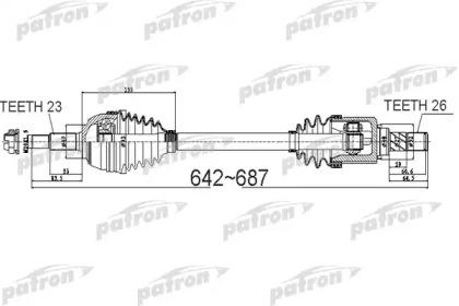 

ПОЛУОСЬ ПЕРЕДНИЙ МОСТ СЛЕВА 23X642X49X26 NISSAN: NOTE 1.4/1.6 06-, PDS0524