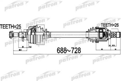 

ПОЛУОСЬ ПЕРЕДНИЙ МОСТ СЛЕВА 25X688X52,7X26 RENAULT FLUENCE (L30) 1.5 DCI (L30A) 10-, PDS0529