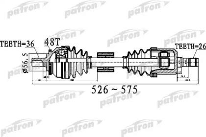 

ПОЛУОСЬ ПЕРЕДНИЙ МОСТ СЛЕВА 36X526X56,5X26 ABS 48T VOLVO S60 I 2002-2009 V70 II 00-08, PDS0535