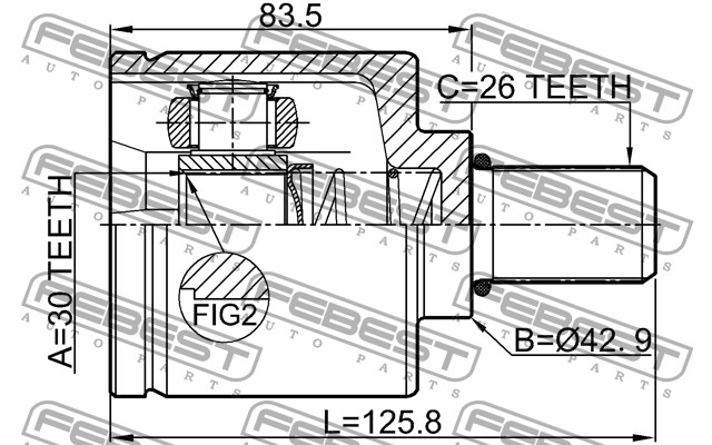 

ШРУС ВНУТР L 30X42.9X26, 0211G15RAATLH