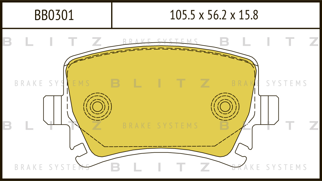 

КОЛОДКИ ТОРМОЗНЫЕ ДИСКОВЫЕ ЗАДНИЕ AUDI A3 1,6, 1,9TDI 5, 03- VW TOURAN 1,6, 1,9TDI 5, 03-, BB0301