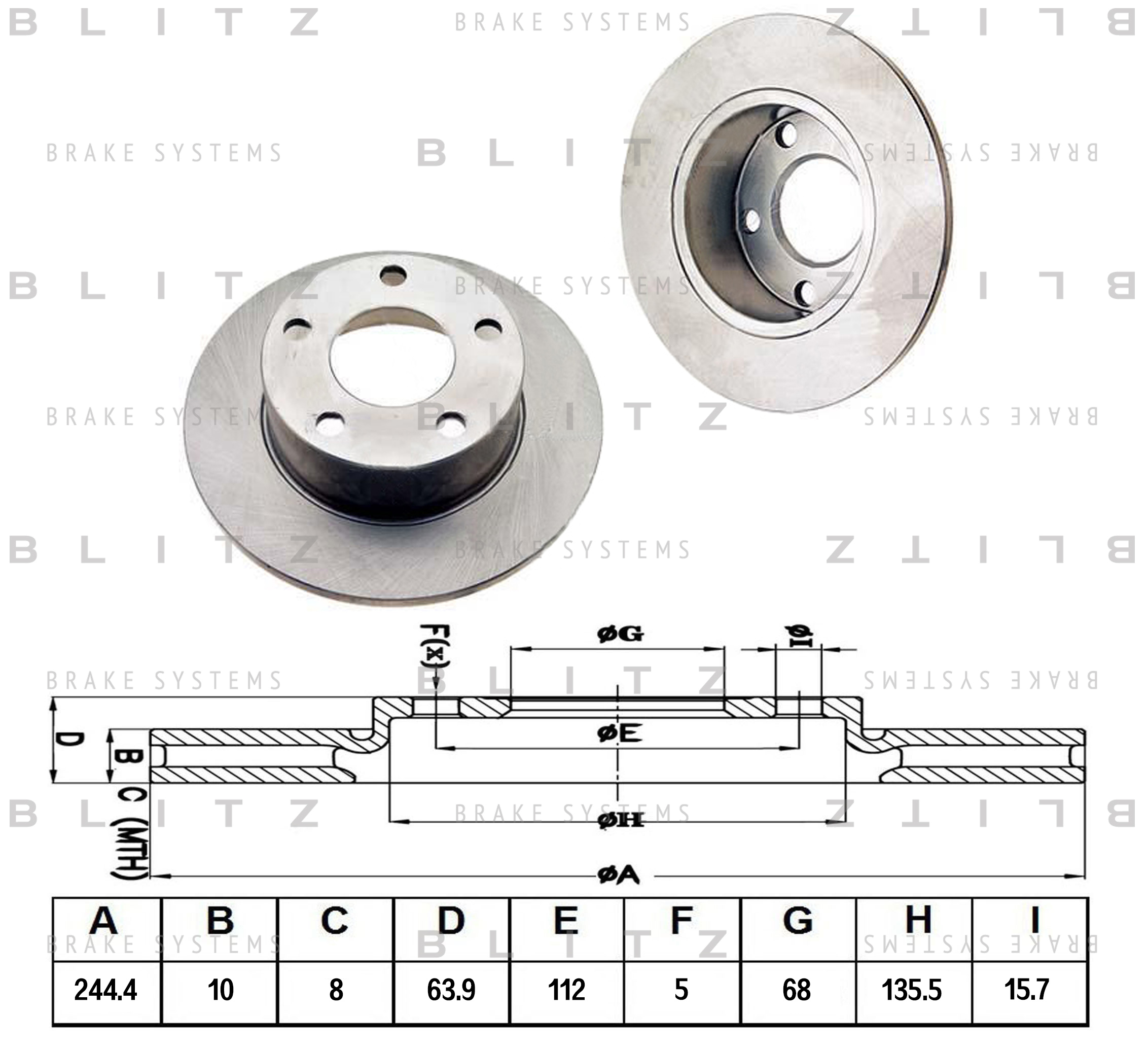 

ДИСК ТОРМОЗНОЙ ЗАД AUDI 100 A6 94-VW PASSAT 97-, BS0106
