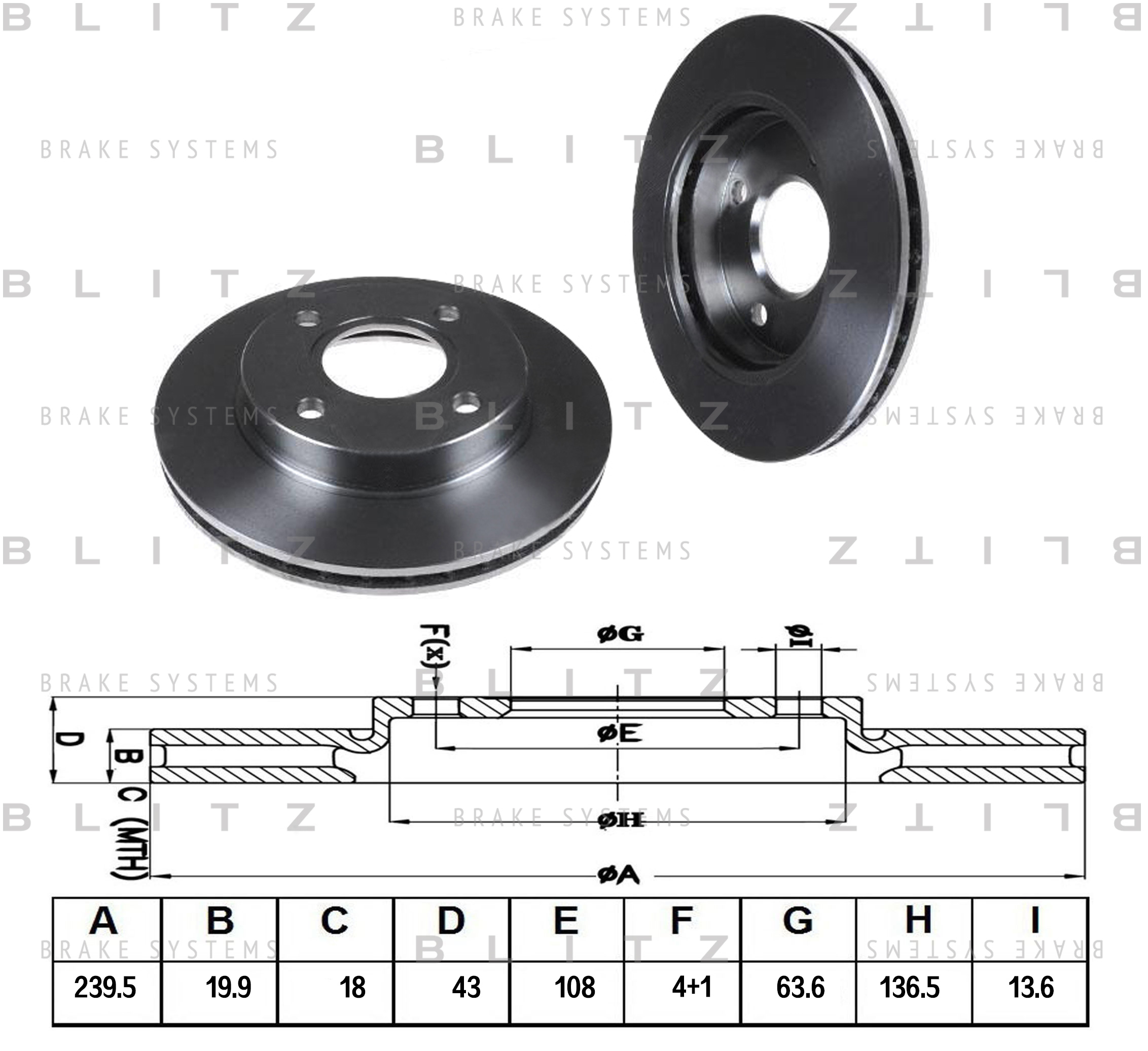 

ДИСК ТОРМОЗНОЙ ПЕРЕДНИЙ ВЕНТИЛИРУЕМЫЙ FORD ESCORT, FIESTA, ORION 90-, BS0125