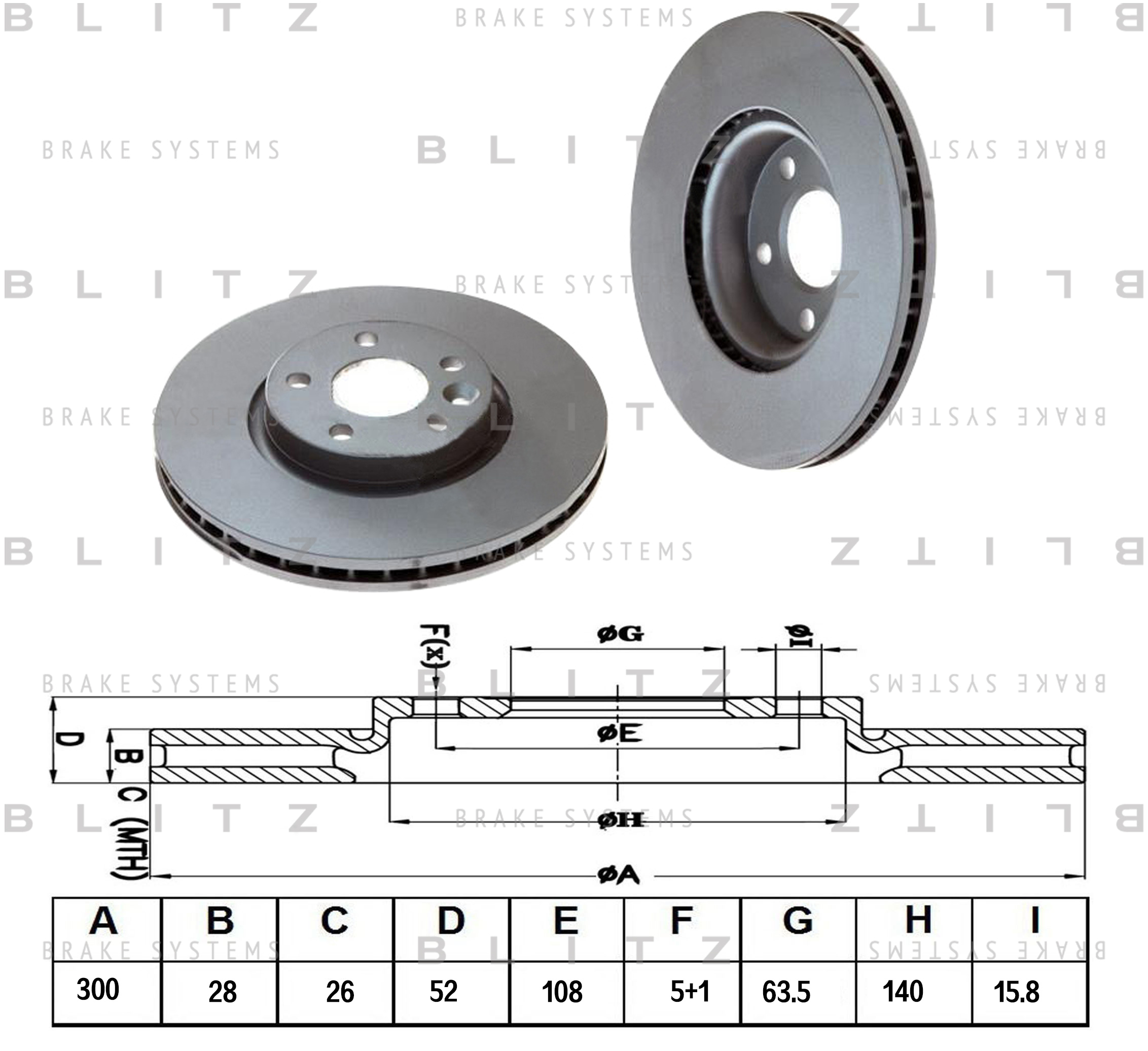 

ДИСК ТОРМОЗНОЙ ПЕРЕДНИЙ ВЕНТИЛИРУЕМЫЙ VOLVO XC70 05- FORD MONDEO, S-MAX 05- LAND ROVER FREELANDER 05-, BS0226