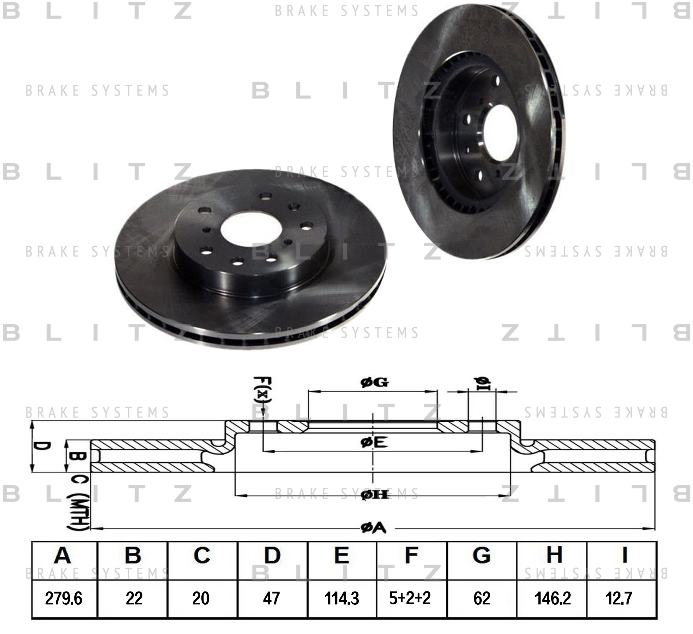 

ДИСК ТОРМОЗНОЙ ПЕРЕДНИЙ ВЕНТИЛИРУЕМЫЙ SUZUKI SX4 06- FIAT SEDICI 06-, BS0265