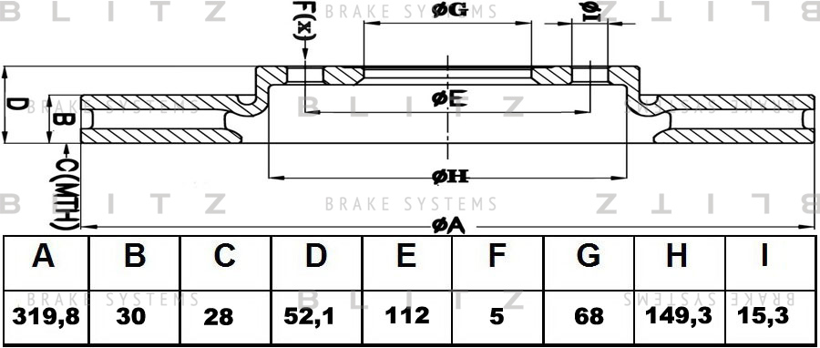 

ДИСК ТОРМОЗНОЙ ПЕРЕДНИЙ ВЕНТИЛИРУЕМЫЙ AUDI A4, A5, A6, A7, Q5 07-, BS0329