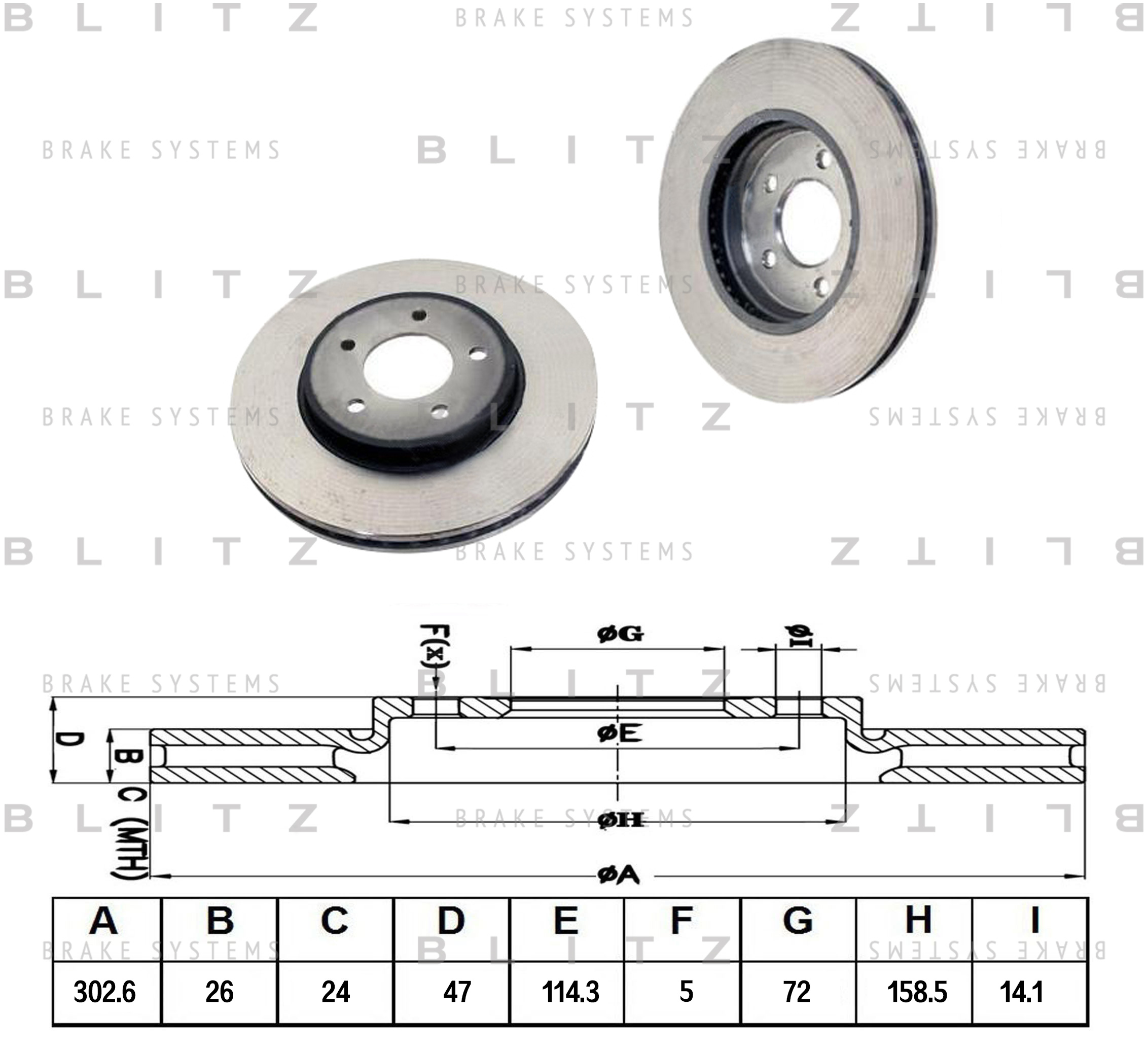 

ДИСК ТОРМОЗНОЙ ПЕРЕДНИЙ ВЕНТИЛИРУЕМЫЙ FORD MAVERICK 00- MAZDA TRIBUTE 00-, BS0384