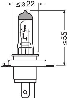 Лампа галогеновая OSRAM H4 12V- 60/55W (P43t)...