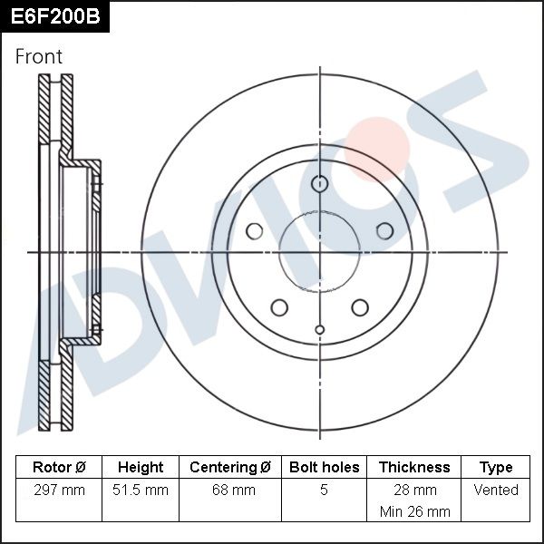 

ДИСК ТОРМОЗНОЙ ПЕР, E6F200B