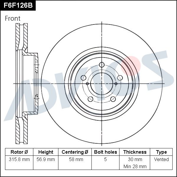 Диск тормозной передний