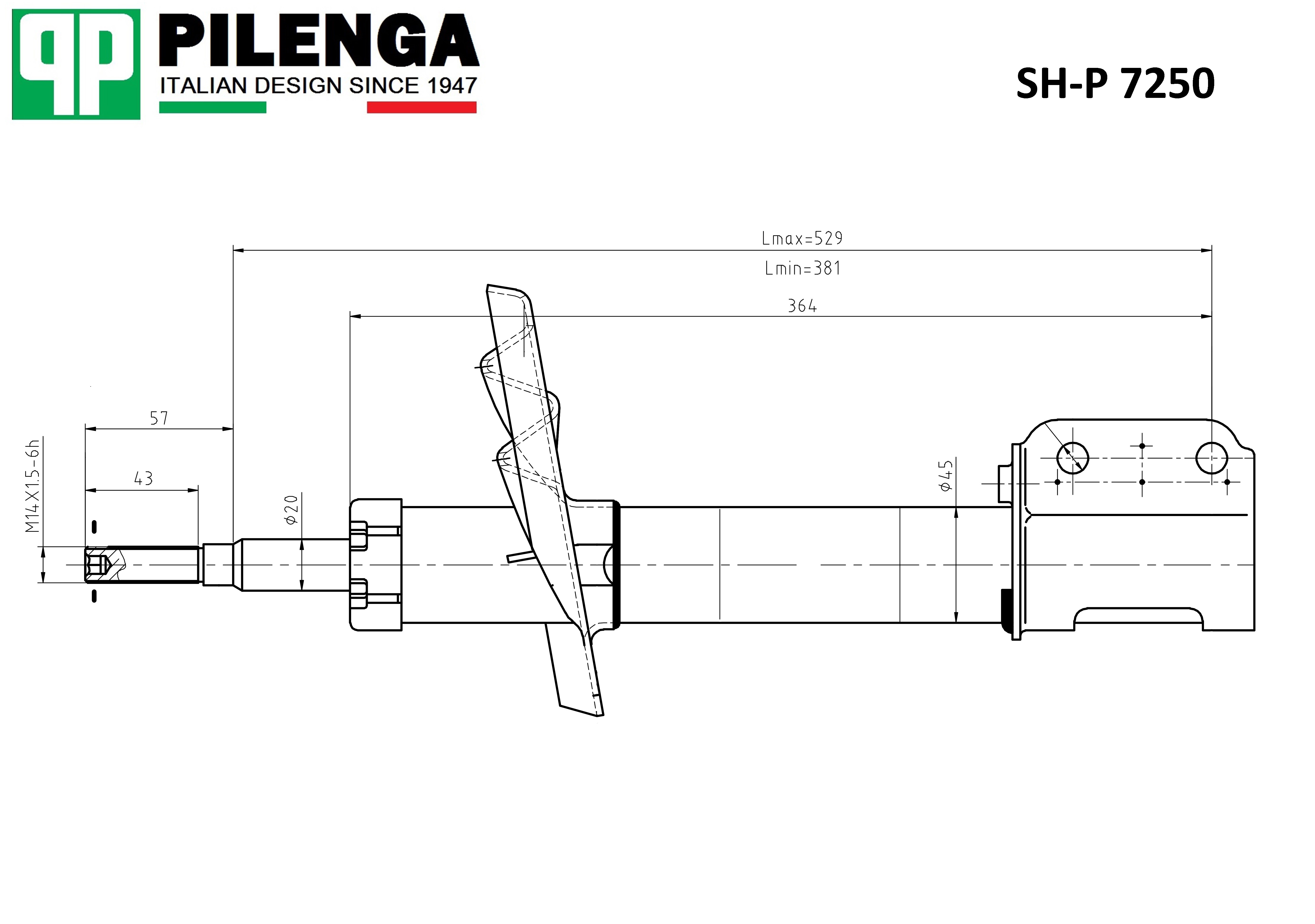 

АМОРТИЗАТОР ПЕРЕДНИЙ ЛЕВЫЙ/ПРАВЫЙ, SHP7250