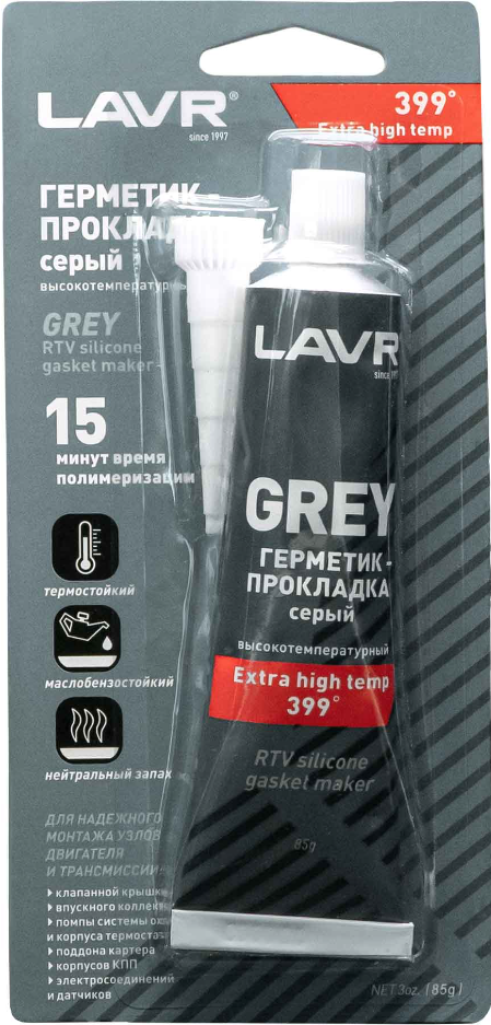 

ГЕРМЕТИК-ПРОКЛАДКА СЕРЫЙ ВЫСОКОТЕМПЕРАТУРНЫЙ GREY LAVR RTV SILICONE GASKET MAKER 85Г, LN1739