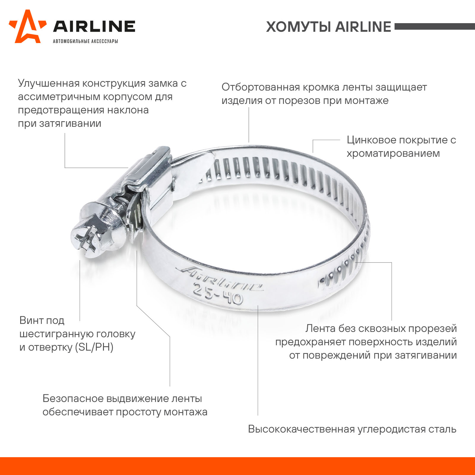 

ХОМУТ 25-40/9 ММ,ЧЕРВЯЧНЫЙ, ОЦИНКОВАННЫЙ (W1), 1 ШТ.(AHC-SZ-06), AHCSZ06