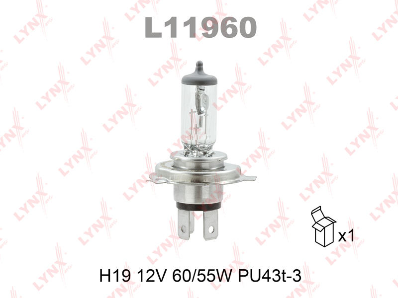 

ЛАМПА ГАЛОГЕННАЯ H19 12V 60/55W PU43T-3, L11960