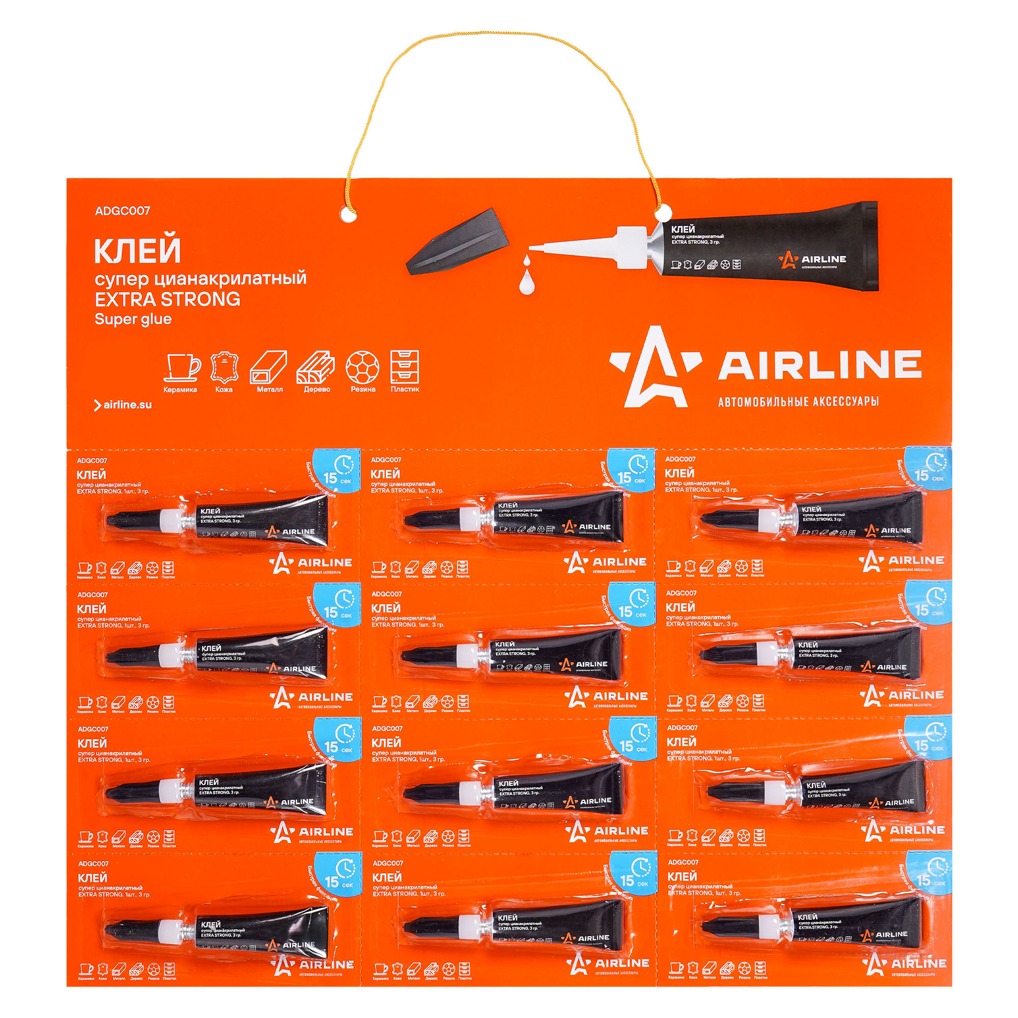 

КЛЕЙ СУПЕР ЦИАНАКРИЛАТНЫЙ EXTRA STRONG, 1 ШТ., 3 ГР. БЛИСТЕРЫ НА ПОДЛОЖКЕ (ADGC007), ADGC007