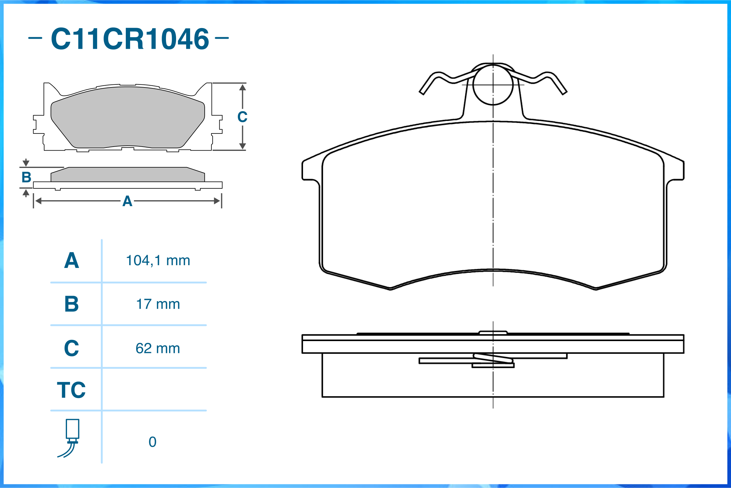 

ТОРМОЗНЫЕ КОЛОДКИ ПЕРЕДНИЕ (LOW METALLIC), C11CR1046