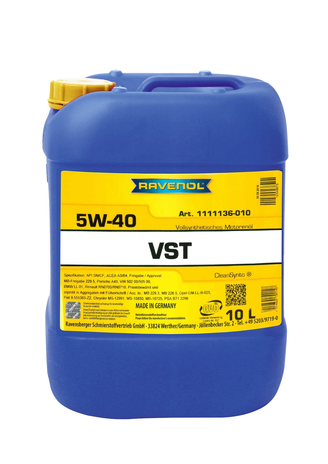 SAE 5W-40 10L VST МОТОРНОЕ МАСЛО