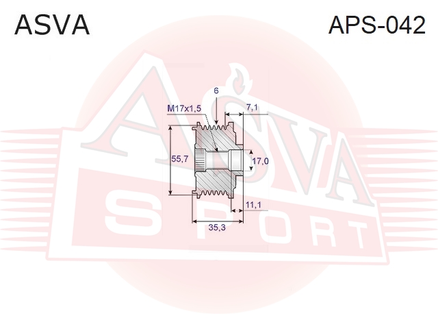 

ШКИВ ОБГОННЫЙ ГЕНЕРАТОРА, APS042