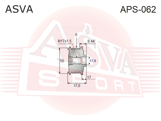 

ШКИВ ОБГОННЫЙ ГЕНЕРАТОРА, APS062
