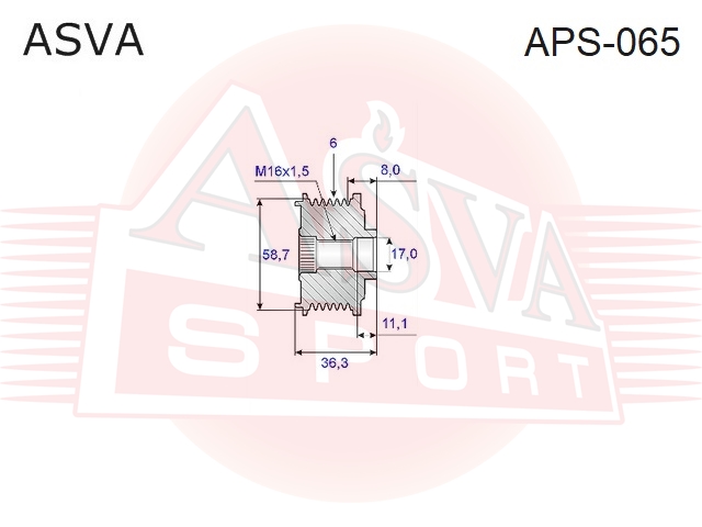 

ШКИВ ОБГОННЫЙ ГЕНЕРАТОРА, APS065