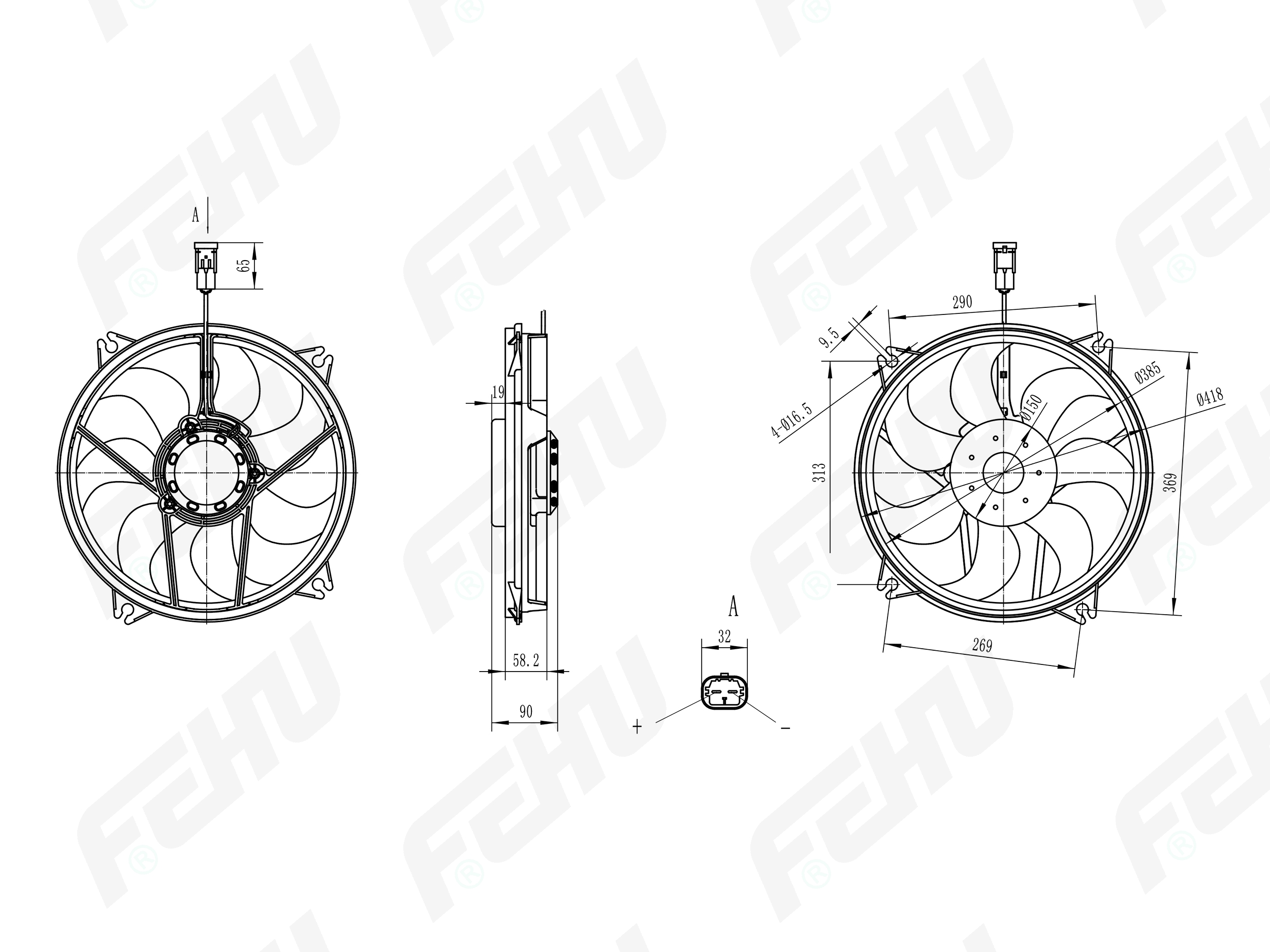 

ЭЛЕКТРОВЕНТИЛЯТОР ОХЛАЖДЕНИЯ С КОЖУХОМ PEUGEOT/CITROEN 307 (00-)/308 (07-)/C4 (04-), FFC1001H