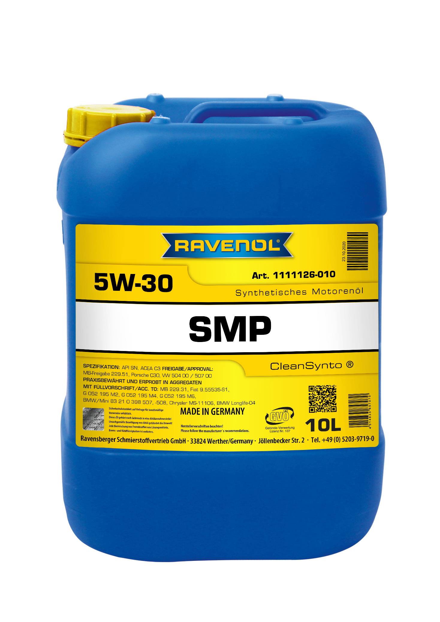 SAE 5W-30 10L SMP МОТОРНОЕ МАСЛО