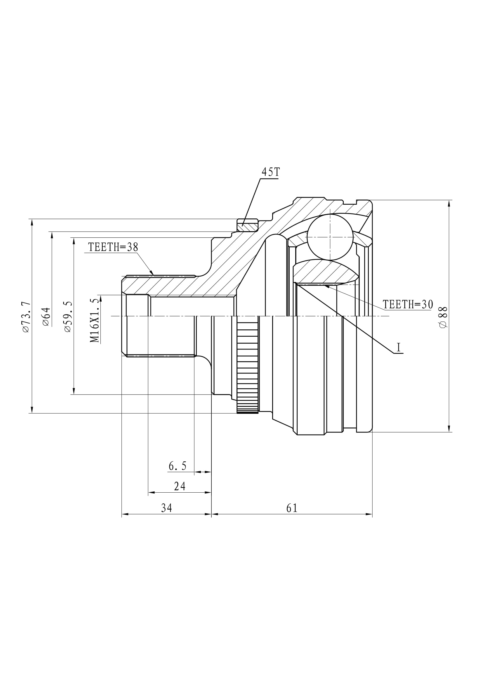 

WINKOD КОМПЛЕКТ ШРУС 38X30X59.5 /AUDI 100/A6 1.8-2.6 90-97, W2213CV