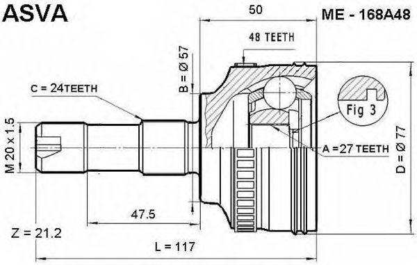 

ШРУС НАРУЖ 27X57X24, ME168A48