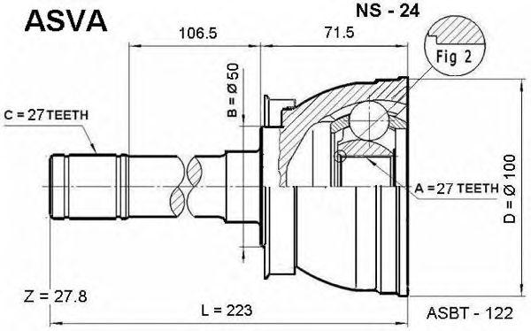 

ШРУС НАРУЖНЫЙ 27X50X27, NS24
